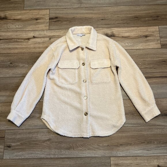 Baltic Born Sherpa Button Up Shacket SZ Small Faux Shearling Cream Jayden Jacket - Picture 1 of 11
